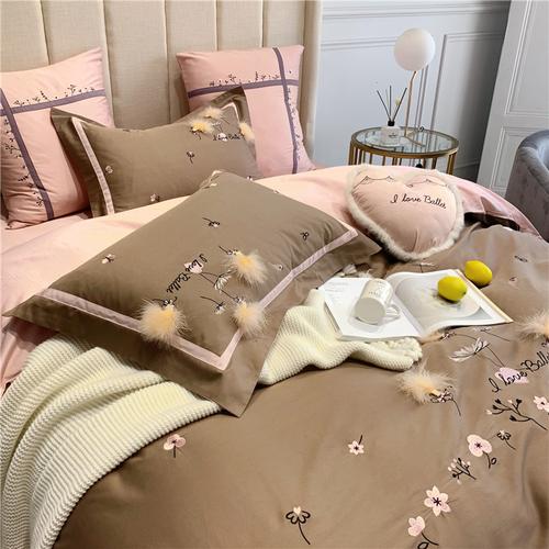 星工厂 2019新款60长绒棉刺绣四件套「莺」——家纺用品的奢华之选
